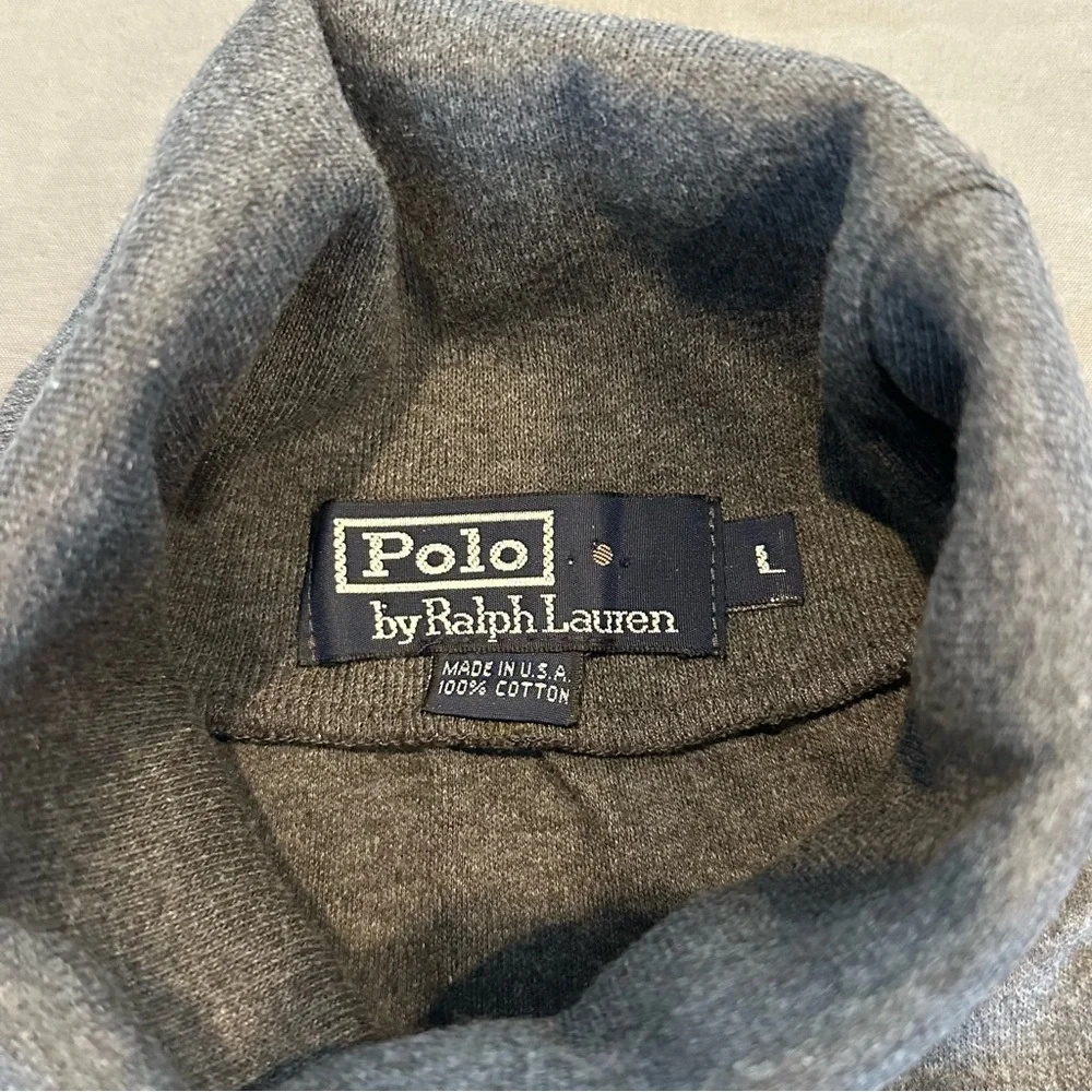 Vintage Polo Ralph Lauren Shirt Men Large Gray Turtleneck Mock Neck Made USA 90s